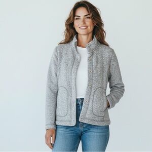 Talbots Gray Terry Fleece Jacket Womens Size XS